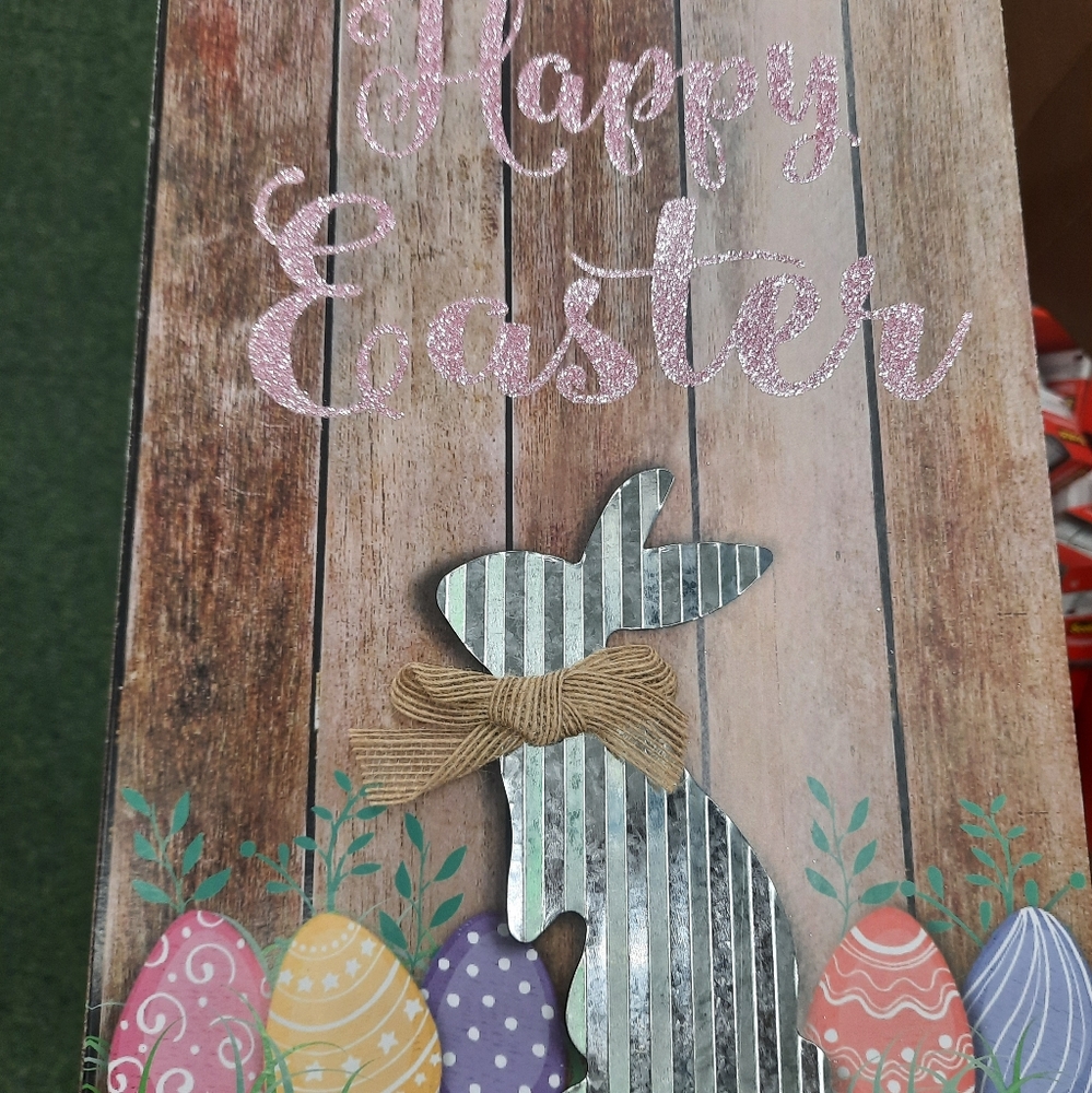 Easter sign pink glitter
